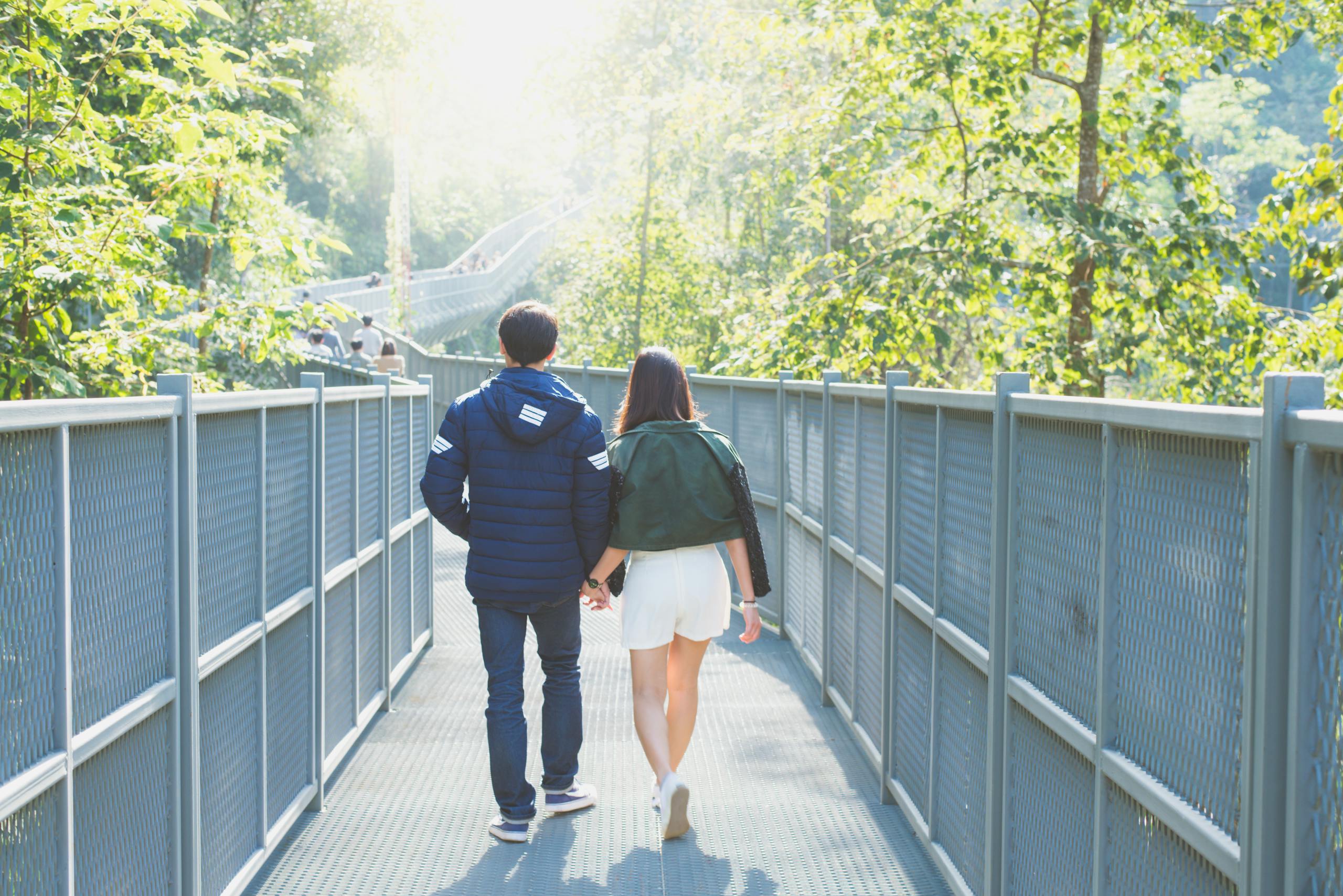 Morning outdoor walk through sunlit forest path for circadian rhythm benefits