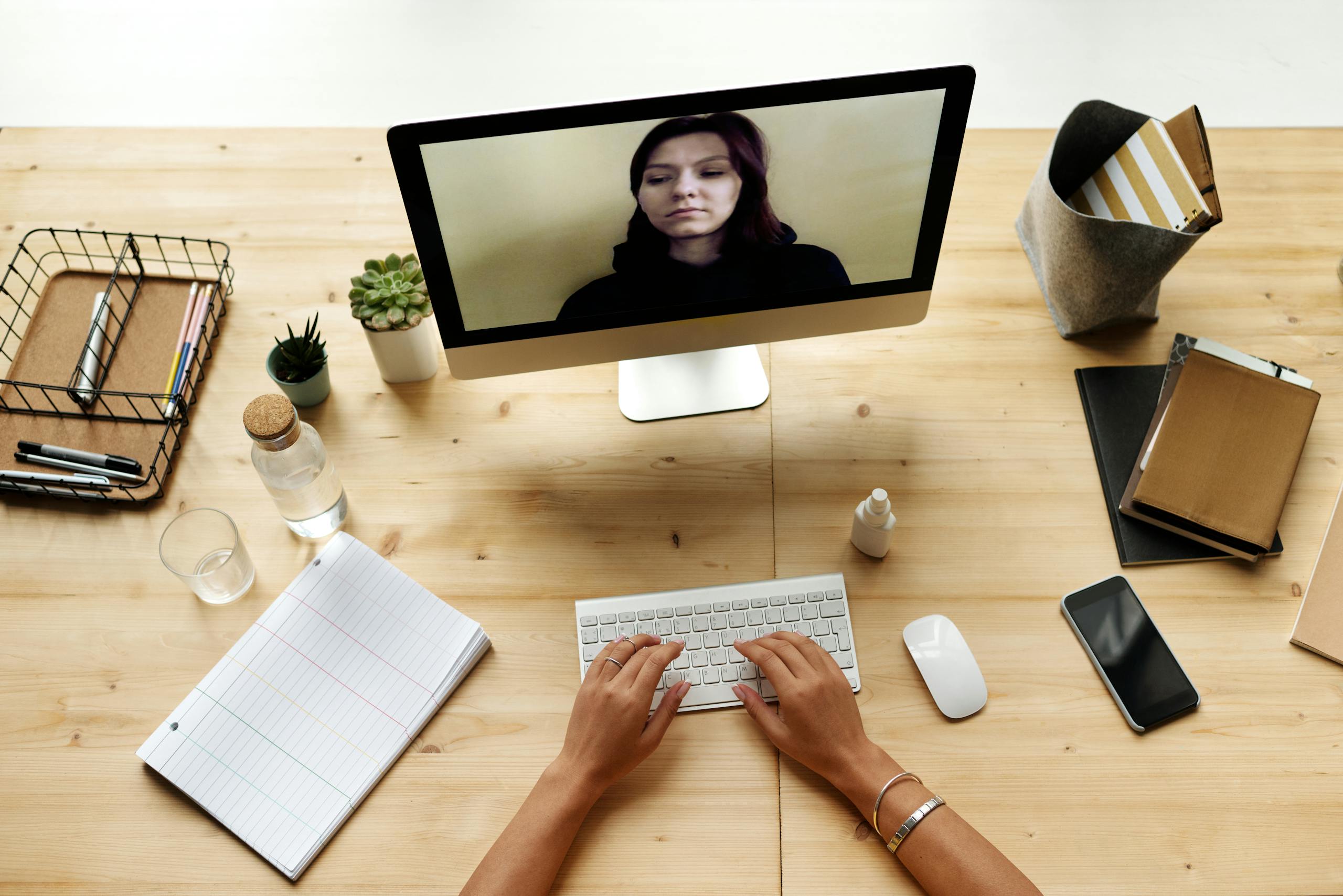 Quiet home office environment where white noise provides concentration and acoustic privacy
