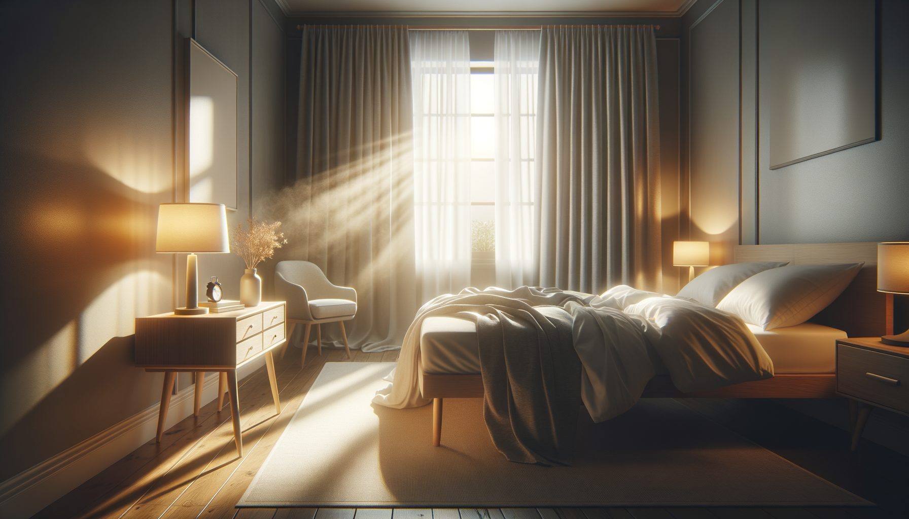 sleep technology device on nightstand with phone and glass of water