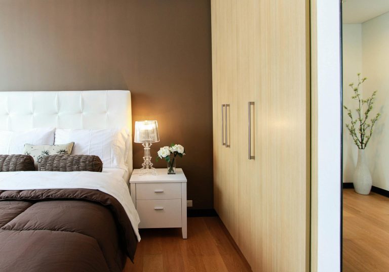 Calm, minimalist bedroom or sleeping space