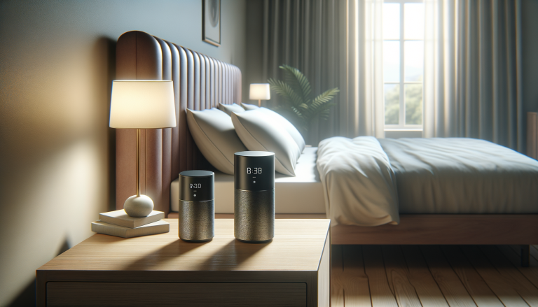 Two sleep devices compared side by side on bedroom nightstand