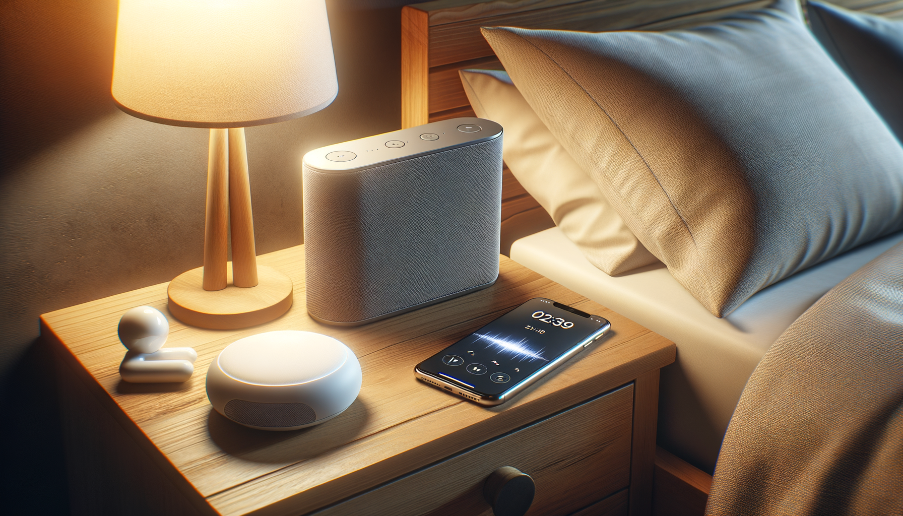 Two sleep devices compared side by side on bedroom nightstand